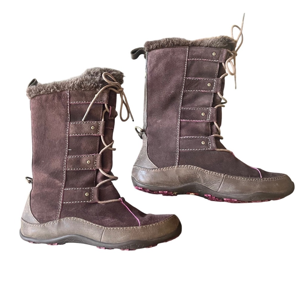 The North Face Womens Snow Winter Boots Suede Leather Lace Up‎ Size 7 Brown - Picture 2 of 7
